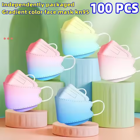 Gradient color face mask kn95 willow leaf shaped 94 fish shaped independent packaging four layers of