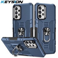 KEYSION Shockproof Armor Case for Samsung A52S 5G A72 A32 A22 A12 Ring Stand Phone Back Cover for Galaxy M12