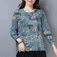 COD Plus Size Floral Blouse Women Korean Style Long Sleeve Loose T Shirt Tops Baju Raya 2022 Perumpuan Labuh Muslimah JHDSGSDF