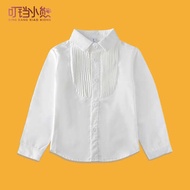 baju sekolah rendah lelaki Baju warna pepejal putih kanak-kanak, kostum persembahan korus, seragam s
