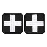 LIVANS Medic Cross Morale Patch, Medical White Cross First Aid Patch Tactical Hook and Loop EMT Patc