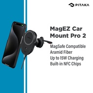 PITAKA MagEZ Magnetic 15W Car Mount Pro 2, Fast Wireless Charging Charger With NFC Function For Samsung/iPhone/Mobile Phones, 17mm Universal Swivel Ball