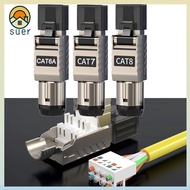 SUERHD RJ45 Metal Tool, Crystal Head Panel 40G LAN Cable RJ45 Cat8 Cat7 Cat6A Connectors, Ethernet T