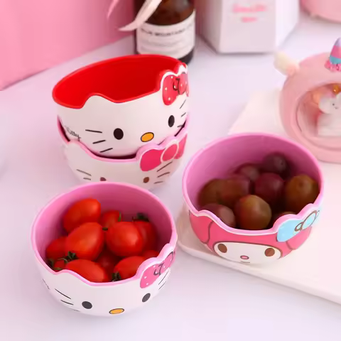 Hello Kitty Bowl Cute Cartoon Bowl Microwave-Safe Exquisite Tableware Creative Bowls Christmas Gift