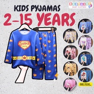 Pyjamas Kids Boys Girls Baju Tidur Budak Lelaki Perempuan Nightwear Sleepwear Cartoon Age 2-15 Years