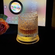 [With Luminous Coaster] Rotating Whiskey Glass Turning Crystal Rotating Whiskey Glass for Whiskey & 