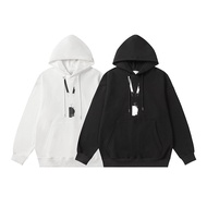 24S MM6 Inverted Letter Hooded Top Round Neck Men Women Same Style Loose Zipper Sweatshirt Couple Ja