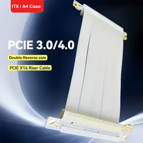 White PCI Express x16 4.0 Gen4 Riser Cable Dual Reverse Video Card PCIE 4.0 X16 Riser Shielded Adapt