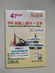 日本 SoftBank 5G 無限上網卡 4日 Unlimited Data SIM Card