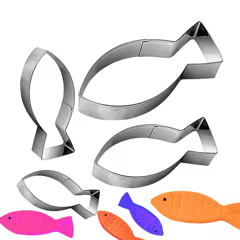 4 PCS Fish Cookie Cutter Cartoon Fish Cookie Cutter Fish Molds Stainless steel fish shaped cookie cu
