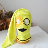 定制鉤針兔子耳朵巴拉克拉法帽可愛滑雪面罩帶成人耳朵