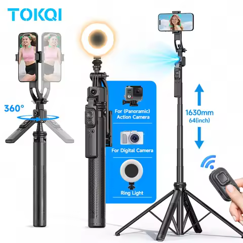 TOKQI C17 AI Tracking Gimbal Cellphone Stand Extension Rod Selfie Stick Tripod 360° Auto Rotate for