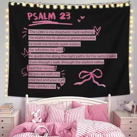 Spiritual Psalm 23 Tapestry Bible Verse Wall Hanging Christian Decor Boho Scripture Art Living Room 