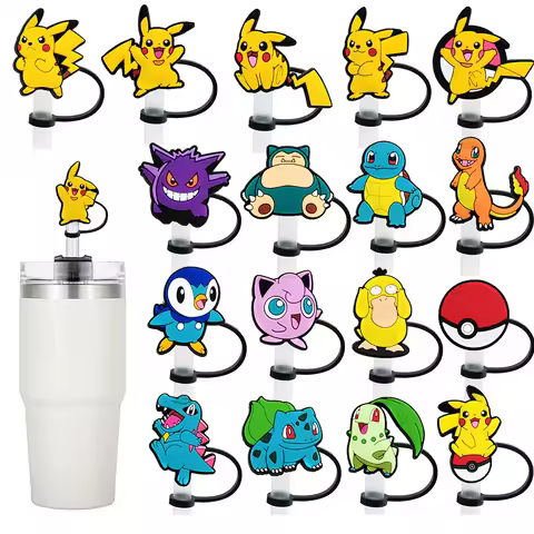 1-20PCS Cartoon Straw Cover Cap Japanese anime Drink Straw Plug Reusable Splash Proof Drinking Fit C