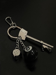 Keychain Charm Black Eight Ball Bottle Opener Key Alloy Dice Cute Stylish Charm Bag Charm Waist Outf