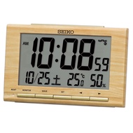Seiko Clock SQ799B Radio-Controlled Digital Alarm Clock with Calendar, Light Brown Wood Grain, 91 x 