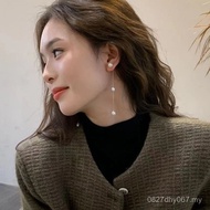 E0935 Earrings Niche Long Female Tassel Natural Earrings 925 Pearl Simple Design Feel Sterling Silve