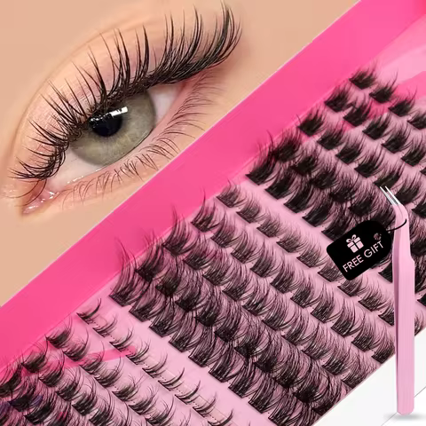 GROINNEYA DIY Lashes Extension Kit Individual Lashes Clusters Faux Mink Eyelash Extension Mix set wi