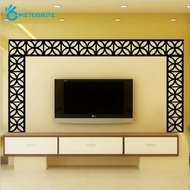10 Pcs 10*10CM Square Hollow Pattern Skirting Line Self-adhesive Decals/ Home Corner Border Acrylic Reflective Mirror Surface Wall Sticker