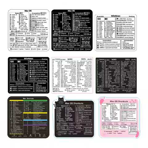 10pcs Mac OS Shortcuts Sticker Laptop PC Keyboard Decal 7cm/8cm Clear/Black/White/Pink MacBook Pro 1