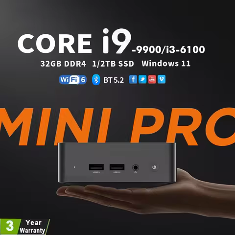 Core i9-9900 Mini PC Windows 11 32GB DDR4 512GB 1TB 2TB SSD Portable Gaming Mini PC WiFi6 BT5.2 4K M