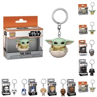 Keychain Wars Star Funko Pop Keyring Darth Vader Yoda Figure R2-D2 Mandalorian
