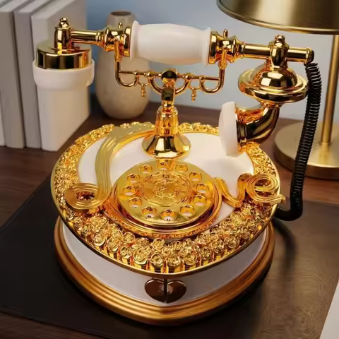 Retro Telephone Melody Box Plastic Rotary Phone Melody Box Decor Piece Ornate Room Ornament Batteryb