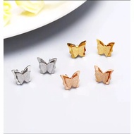 WOMEN'S EARRINGS, BUTTERFLY EARRINGS, TITANIUM GOLD, ROSEGOLD, SILVER AT201, ANTI-RUST