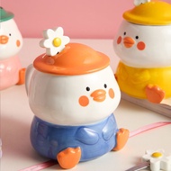 Spring Tour Duck Mug ins Style Ceramic Cup Mug with Lid Spoon Japanese Cup Korean Version Cute Drinking Cup