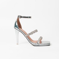 [HÀNG FULLBOX] Giày cao gót nữ đính đá tai thỏ 10p Guốc nữ chiến binh 10p sang chảnh thời trang Luzi