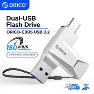 ORICO USB C Flash Drive Dual USB 3.2 Flash Drive Type C + USB A Portable Type-C Flash Drive 2-in-1 U