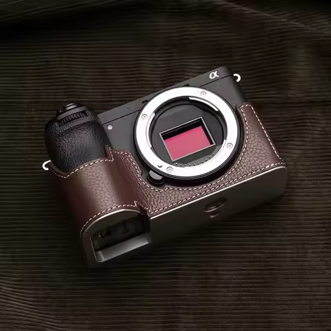 A6700 Vintage Genuine Leather Camera Case Alpha 6700 Half-Wrap Leather Camera Protector for Sony ILC