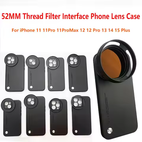 52MM Thread Interface Phone Case For iPhone 11 12 13 14 15 Plus Filter Ring Adapter Phone Case For U