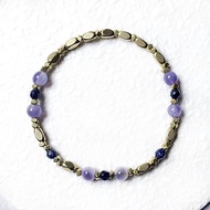 VIIART。夕顏。紫水晶藍砂石黃銅手環|天然水晶手鏈手作手串