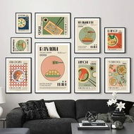 Japanese Korean Foods Wall Art Print Picture Cartoon Cooking Noodle Breakfast Kimchi Sushi Poster Canvas Painting Kitchen Decor PUDC