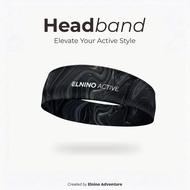 Elnino Active Sport Headband Quick Dry Stretch Unisex Men Wanita - Marble Black