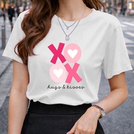 Ladies Fashion T-Shirt with Kissing Hug Print - Comfortable Cotton Casual Wear