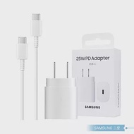 Samsung 原廠盒裝25W Type C充電器TA800+三星製造 雙Type C線組 (for S23系列) 白色