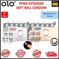 OLO 001 Condom Soft Ball Ultra Thin Dotted Ribbed Penis Extender Delay Condom Lagi Panjang Kondom Fo