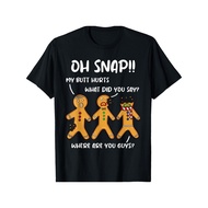 Gingerbread Man Cookie Oh Snap Women Men Christmas Funny T-Shirt Summer Comfortable Casual Short Sle