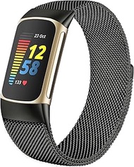 Magnetic Metal Bracelet Compatible with Fitbit Charge 6/Fitbit Charge 5 Wristband for Men and Women,