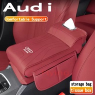 Audi Car armrest box height pad car storage bag tissue box high-quality leather elbow support pad re