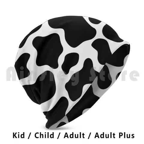 Cow Animal Print Pattern Beanies Knit Hat Hip Hop Emily Zigo Cow Cow Moo Star Animal Animal Cheetah 