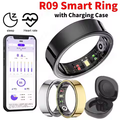 R09 Smart Ring for Men Women Heart Rate Blood Oxygen Body Temperature Monitoring Fitness Tracker For