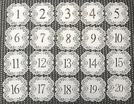 QI XIN 1-20 Numbers Table Cards Place Card Wedding Table Decoration Perfect for Party Event, White, 
