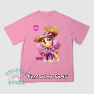 T-shirt Tops Kids Custom Picture Paw Patrol Skye Unisex Free Print Name Cotton Combed 30s