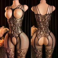 Adult Crotchless Bondage Set - Bodycon Lingerie, Open Bra & Stockings