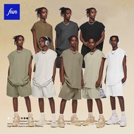 Boutique T-Shirt Heavy 305gsm Earth Color FOG Sleeveless Vest European American ins Street Loose Lar