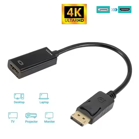 Display Port to HDMI-compatible Adapter Converter 4K Display Port Male to Female HDTV Cable Adapter 