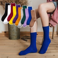 [Cutewomen2020] Cotton Socks Fashion Happy Candy Color Socks Trendy Long For Women Stack Socks